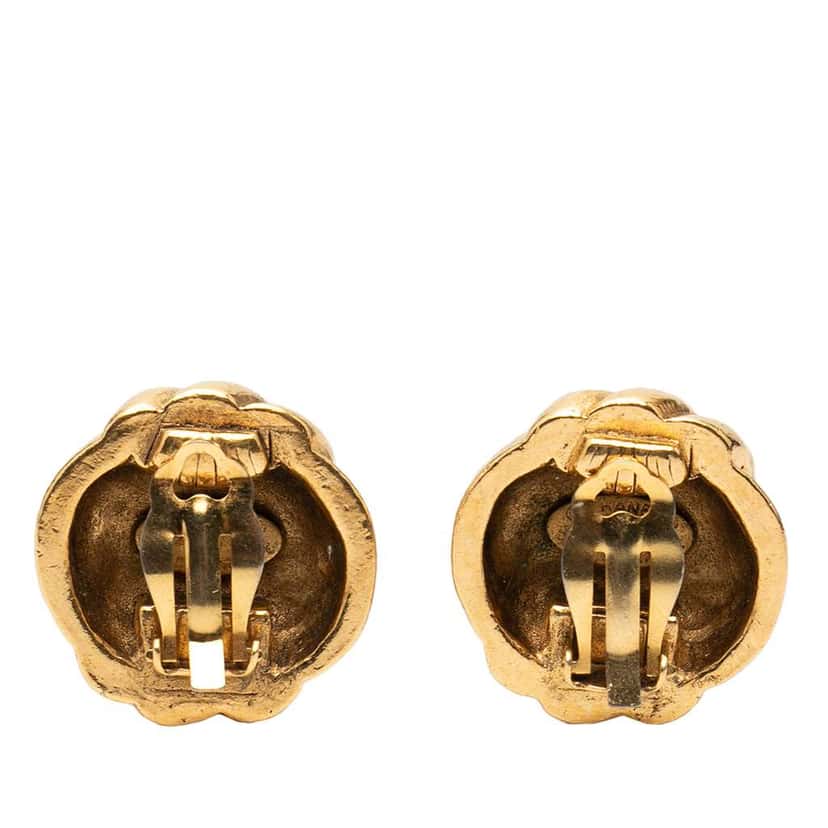 Chanel CC Gold Plated Swirl Clip on Earrings Gold Metal Good condition - Back View
