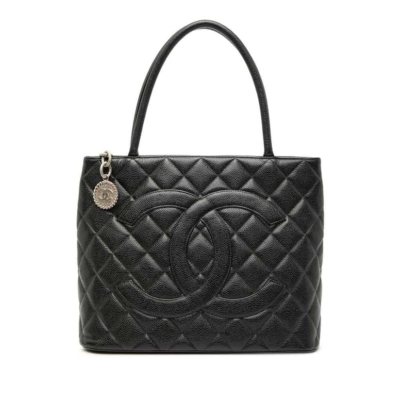 Chanel Caviar Medallion Tote Black Leather Good condition - Front View