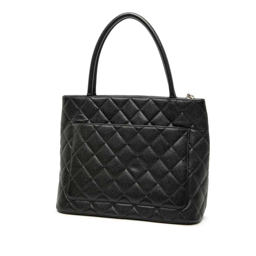 Chanel Caviar Medallion Tote Black Leather Good condition - Back View