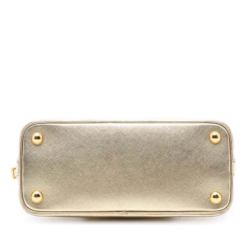 Prada Small Saffiano Lux Promenade Satchel Gold Leather Good condition - Inside View