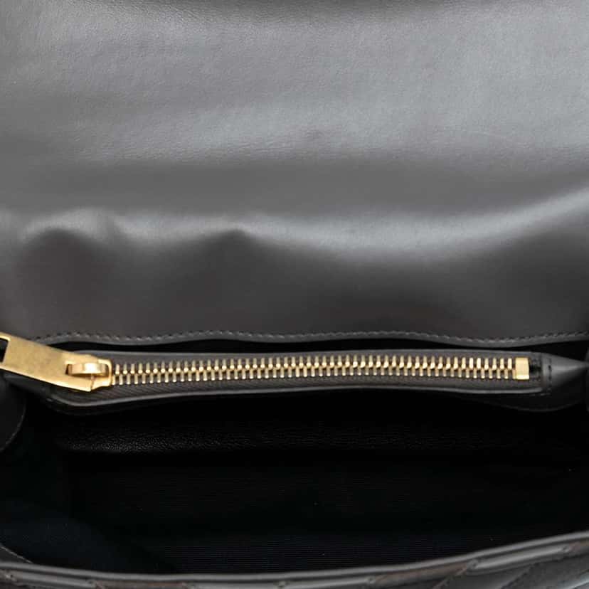 Saint Laurent Medium Calfskin and Suede Chevron Monogram College Satchel Grey Leather Good condition - Model View