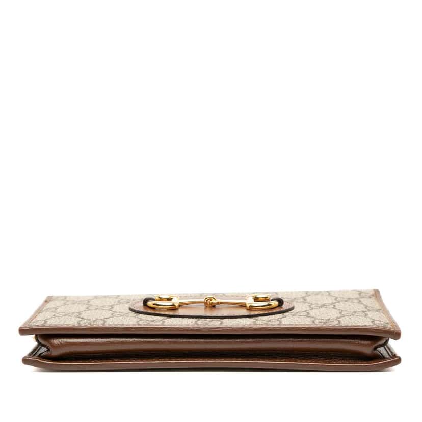 Gucci GG Supreme Horsebit 1955 Wallet On Chain Brown Canvas Good condition - Inside View