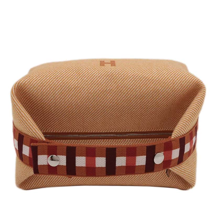 Hermès Large Wool Bride A Brac Au Carre Case Orange Wool Very good condition - Back View