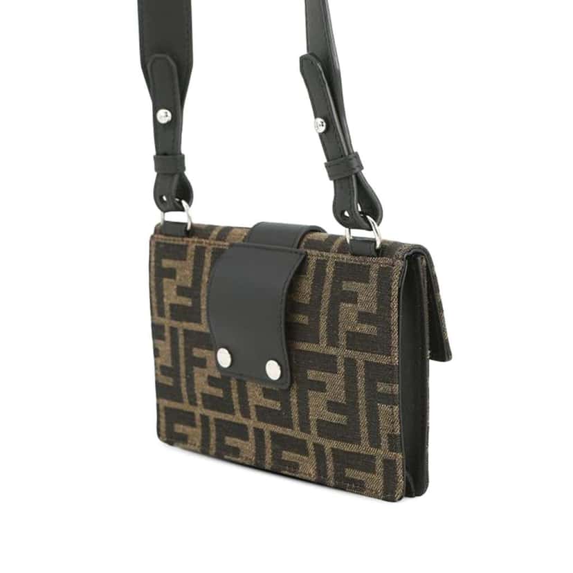 Fendi Zucca Canvas Convertible Baguette Pouch Brown Canvas Good condition - Back View