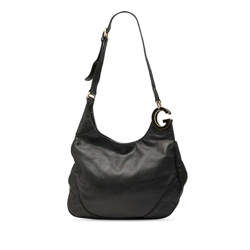 Gucci Guccissima Trimmed Leather Charlotte Crossbody Black Leather Good condition - Front View