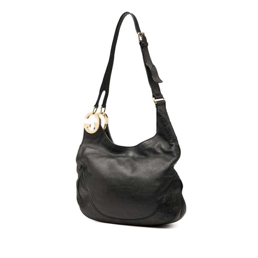 Gucci Guccissima Trimmed Leather Charlotte Crossbody Black Leather Good condition - Back View