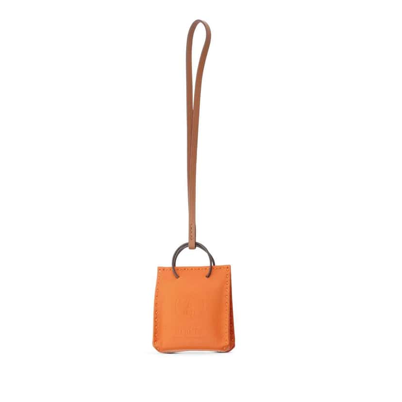 Hermès Milo Lambskin and Swift Shopping Bag Charm Orange Leather Good condition - Front View