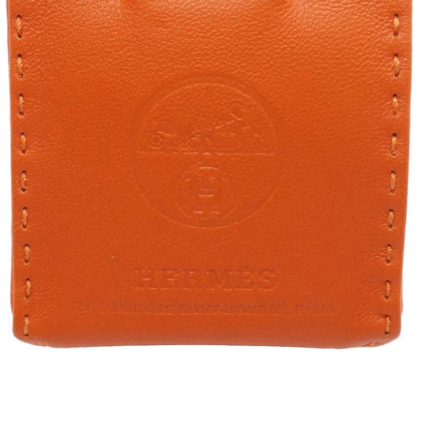 Hermès Milo Lambskin and Swift Shopping Bag Charm Orange Leather Good condition - Inside View