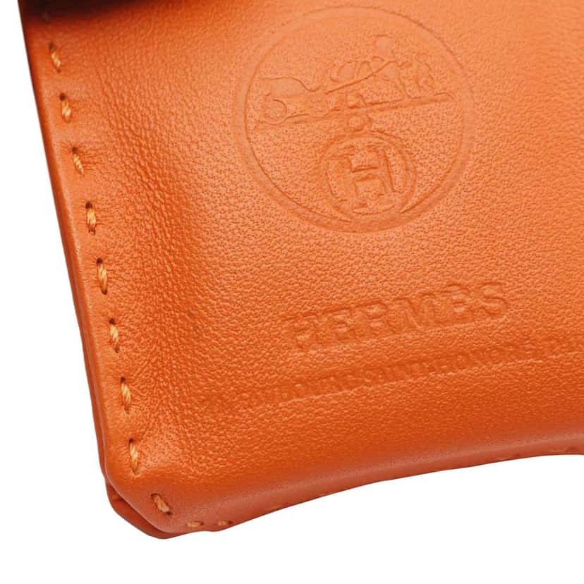 Hermès Milo Lambskin and Swift Shopping Bag Charm Orange Leather Good condition - Box View