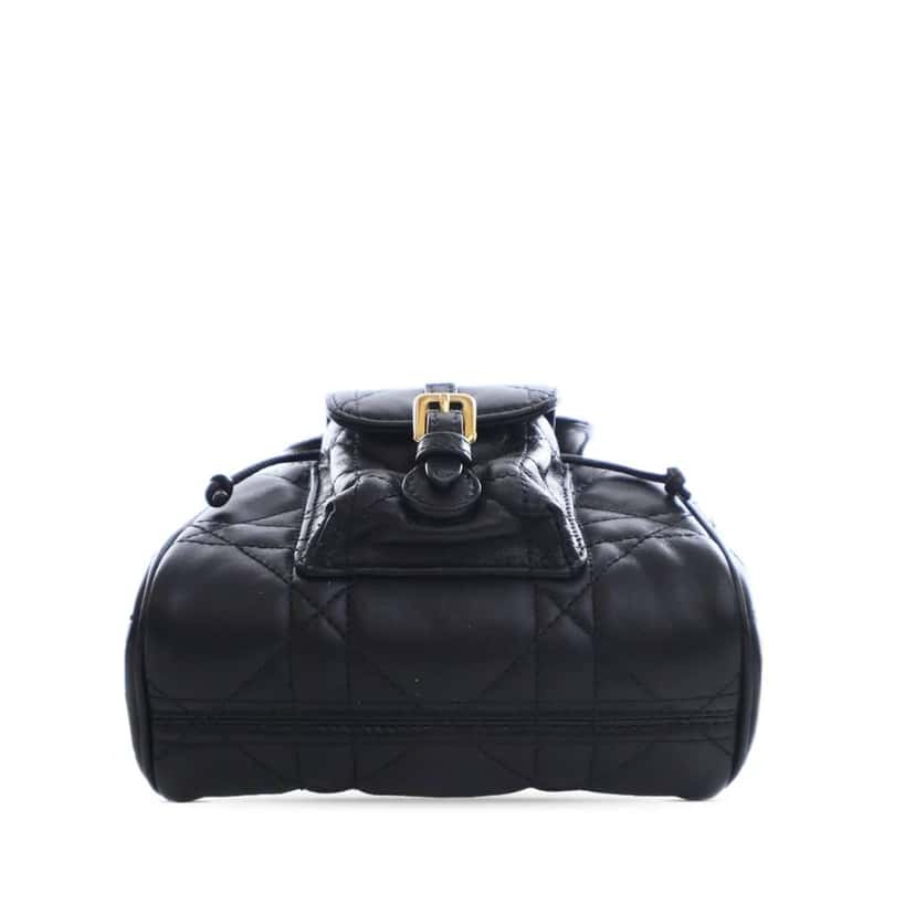 Dior Small Lambskin Macrocannage Caro Backpack Black Leather Good condition - Inside View
