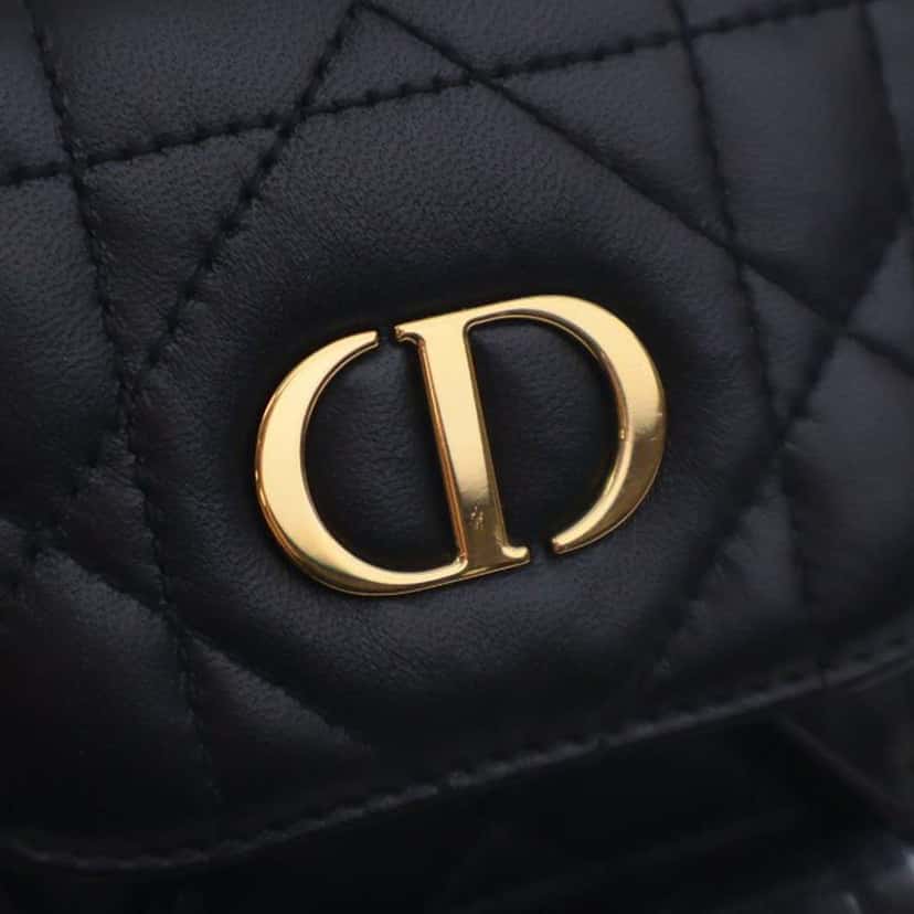 Dior Small Lambskin Macrocannage Caro Backpack Black Leather Good condition - Box View