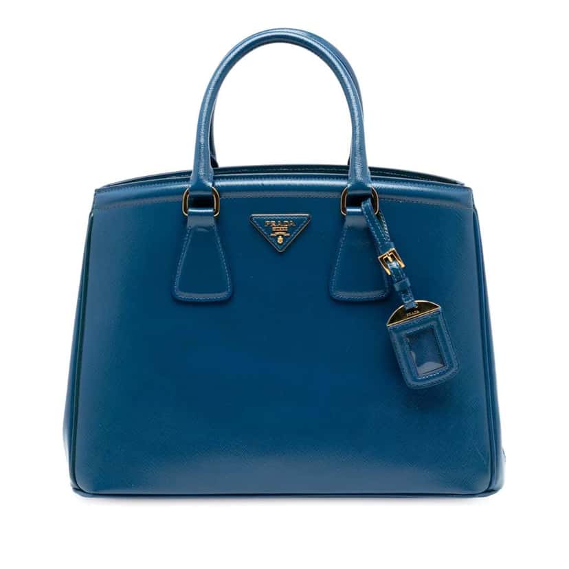 Prada Saffiano Lux Parabole Tote Blue Leather Very good condition - Front View