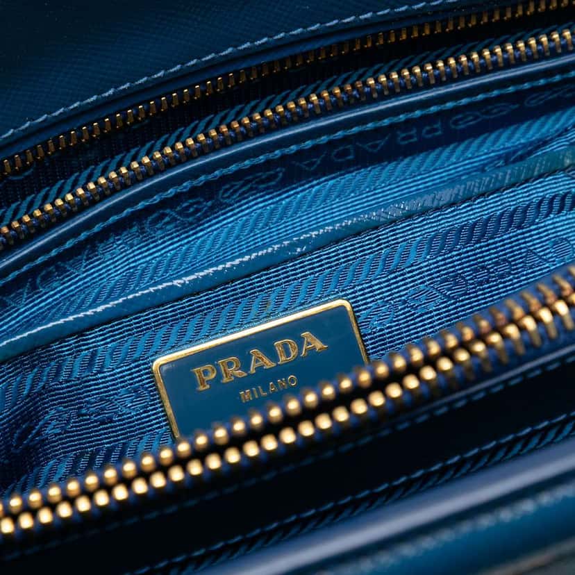 Prada Saffiano Lux Parabole Tote Blue Leather Very good condition - Box View