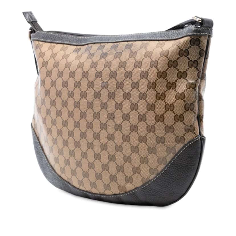 Gucci Large GG Crystal Half Moon Crossbody Brown Canvas Good condition - Back View