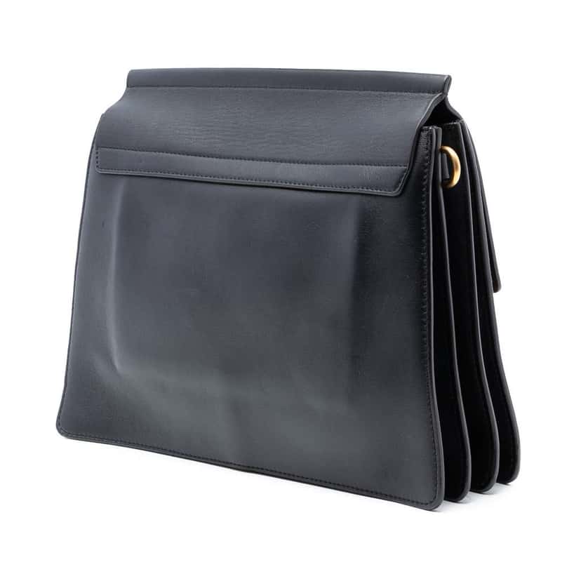 Chloé Medium Calfskin and Stitched Suede Faye Crossbody Black Leather Good condition - Back View