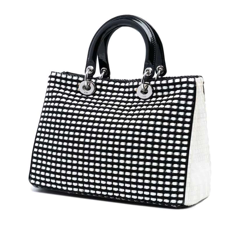 Dior Medium Patent and Tweed Diorissimo Satchel Black Tweed Good condition - Back View