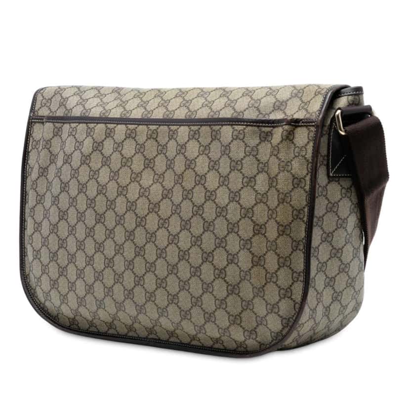Gucci GG Supreme Messenger Bag Brown Canvas Good condition - Back View