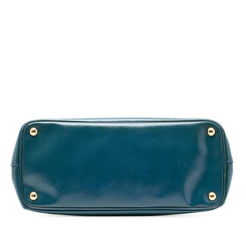 Prada Medium Saffiano Vernice Galleria Double Zip Satchel Blue Leather Good condition - Inside View