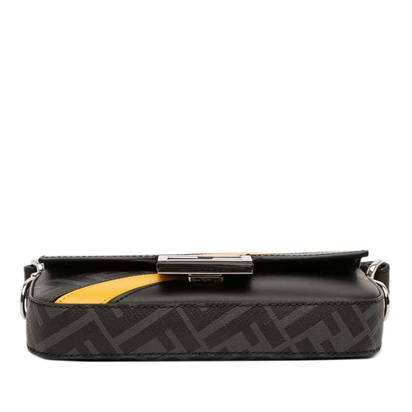Fendi Zucca Coated Canvas FF 1974 Diagonal Convertible Baguette Satchel Black Canvas Good condition - Inside View