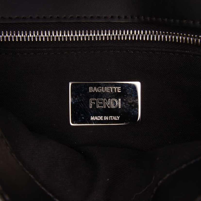 Fendi Zucca Coated Canvas FF 1974 Diagonal Convertible Baguette Satchel Black Canvas Good condition - Box View