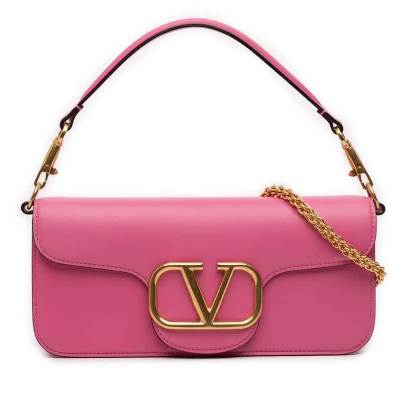 Valentino Medium Calfskin VLogo Loco Satchel Pink Leather Good condition - Front View