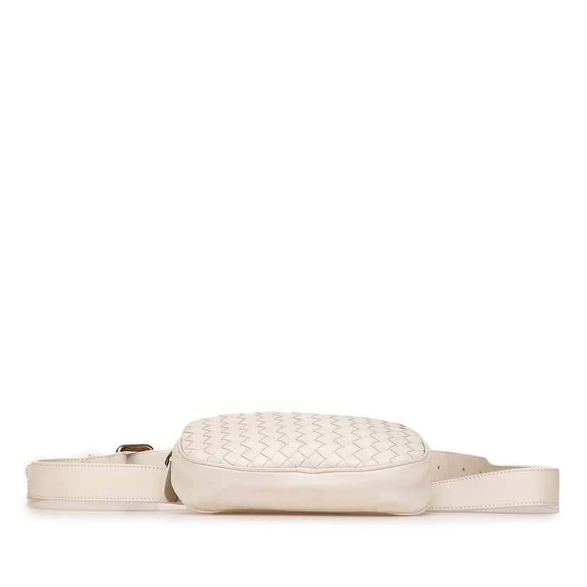 Bottega Veneta Nappa Intrecciato Belt Bag White Leather Good condition - Inside View