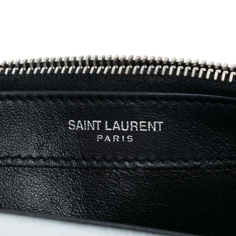 Saint Laurent Metallic Grain de Poudre Monogram Kate Tassel Wallet on Chain Silver Leather Good condition - Box View