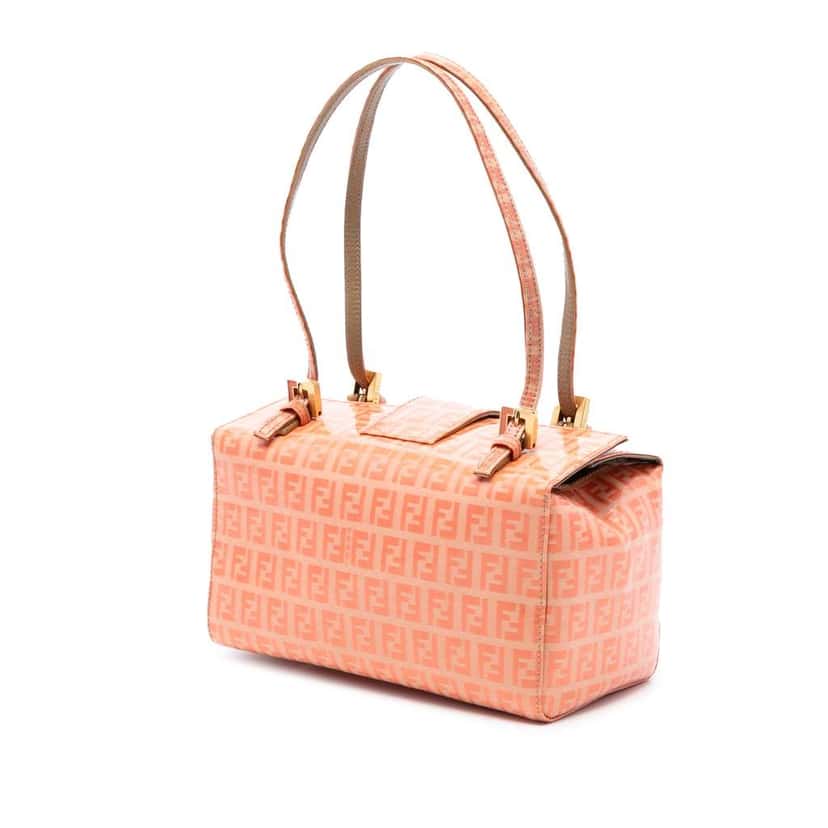 Fendi Zucchino Crystal Shoulder Bag Orange Canvas Good condition - Back View