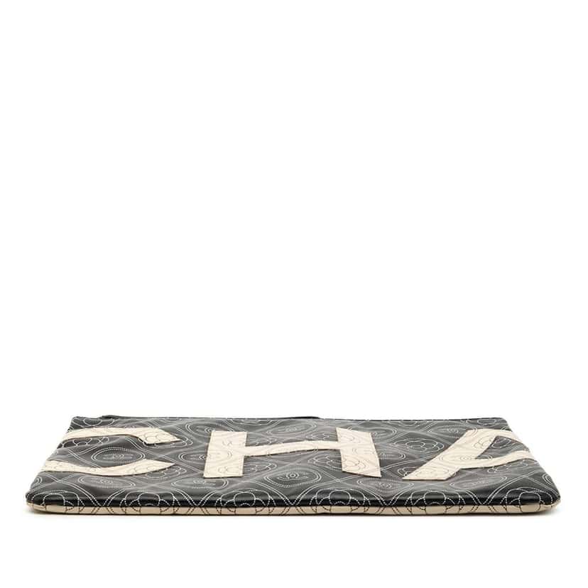 Chanel Coated Canvas Camellia Logo Wristlet Clutch Black Canvas Good condition - Inside View