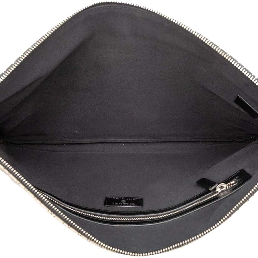 Chanel Coated Canvas Camellia Logo Wristlet Clutch Black Canvas Good condition - Model View