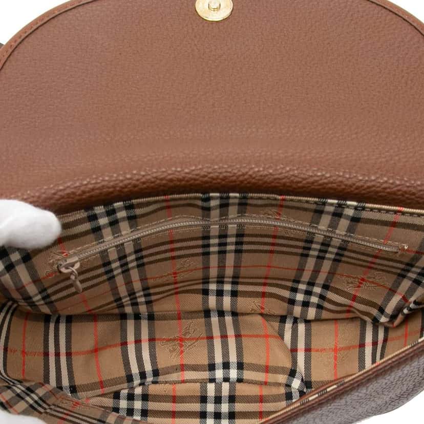 Burberry Pebbled Leather Crossbody Brown Leather Good condition - Model View