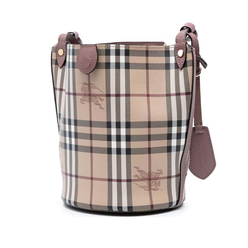 Burberry Haymarket Check Coated Canvas Bucket Bag Brown Canvas Good condition - Back View