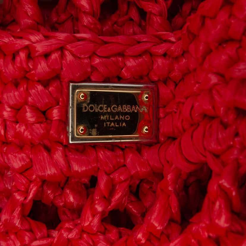 Dolce & Gabbana Raffia Tote Red Good condition - Box View