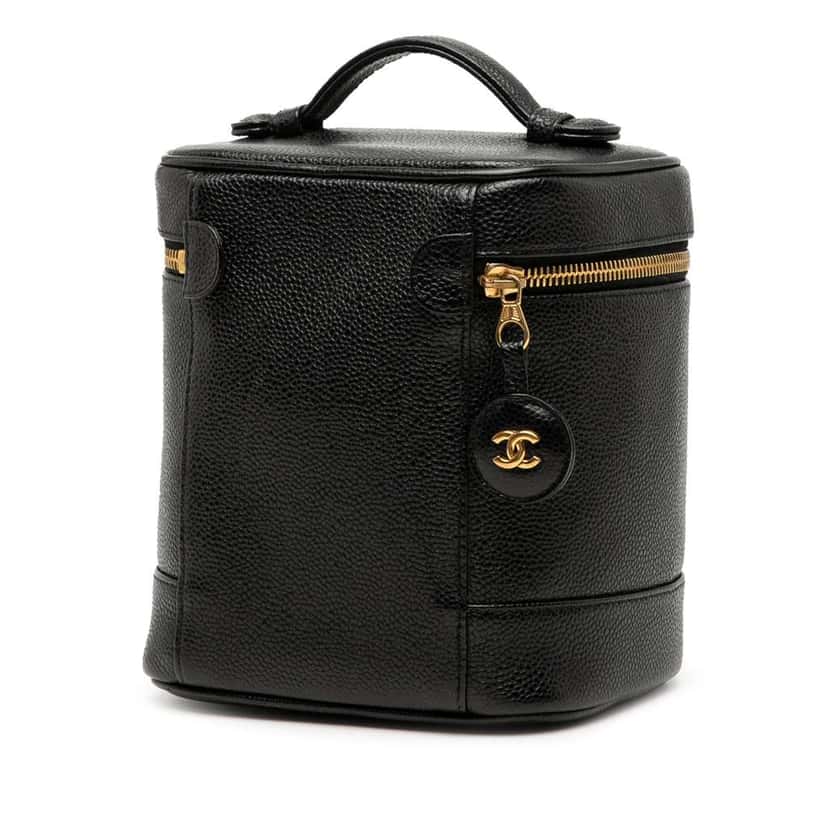 Chanel CC Caviar Vanity Bag Black Leather Good condition - Back View