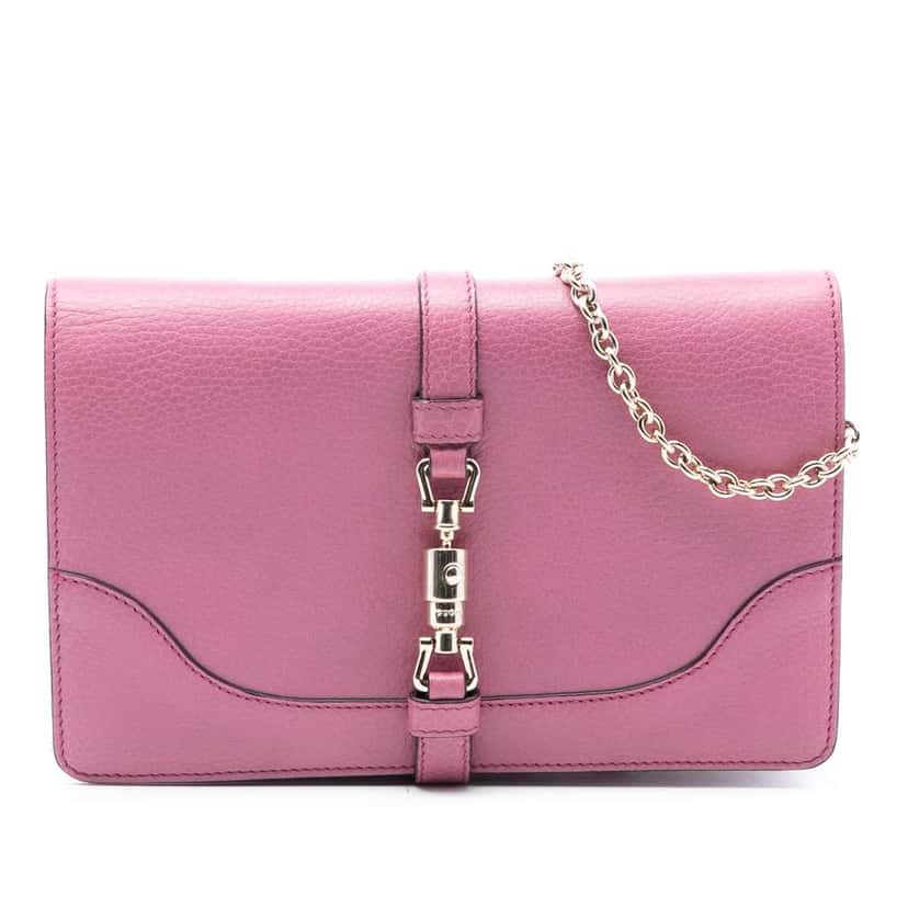 Gucci Pebbled Calfskin Piston Broadway Evening Bag Pink Leather Good condition - Front View