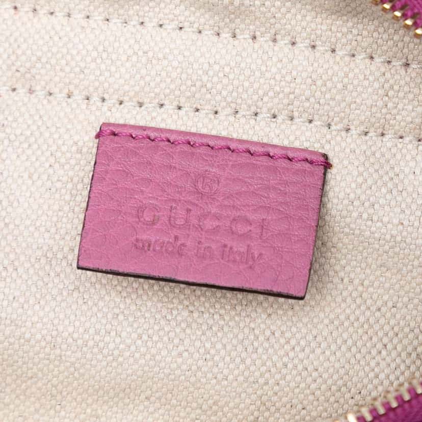 Gucci Pebbled Calfskin Piston Broadway Evening Bag Pink Leather Good condition - Box View