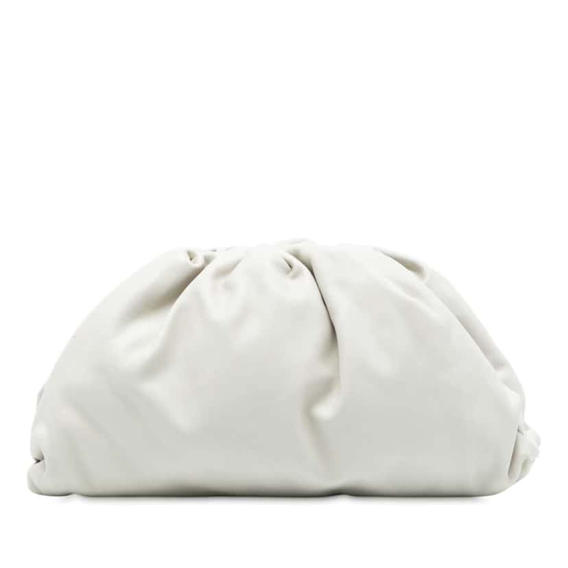Bottega Veneta Lambskin The Pouch White Leather Good condition - Front View