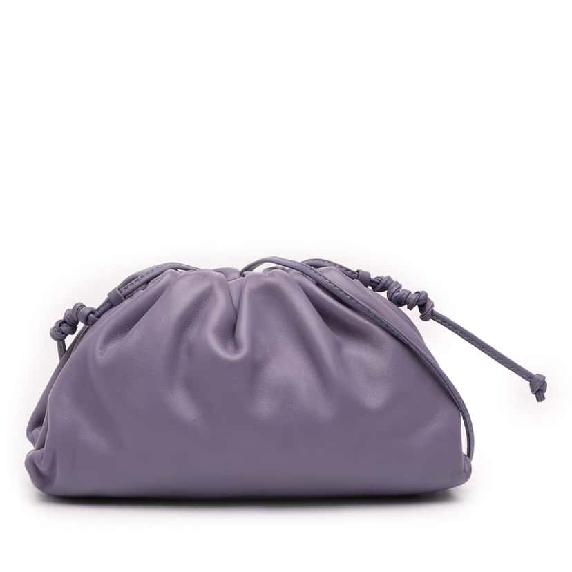 Bottega Veneta Lambskin The Mini Pouch Crossbody Purple Leather Very good condition - Front View