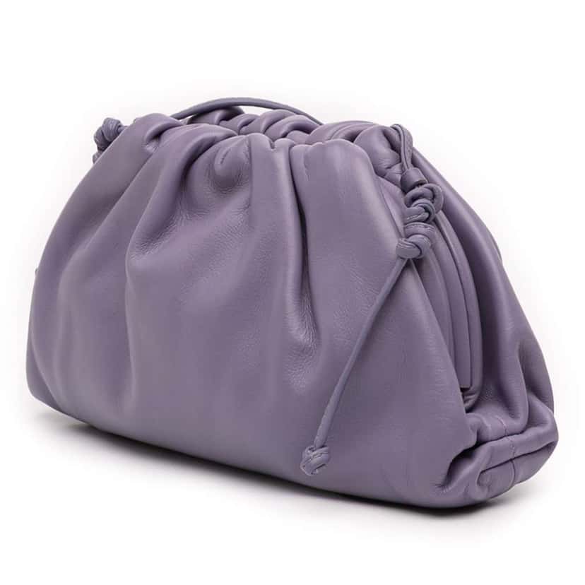 Bottega Veneta Lambskin The Mini Pouch Crossbody Purple Leather Very good condition - Back View