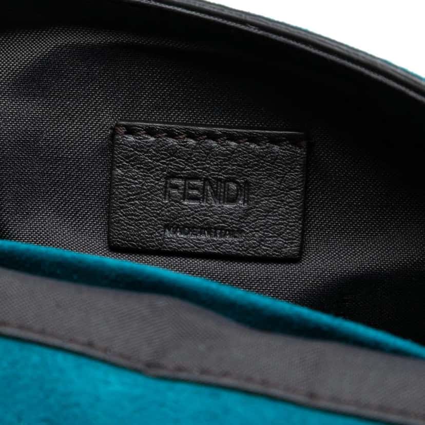 Fendi Mini Suede Baguette Satchel Blue Leather Good condition - Box View