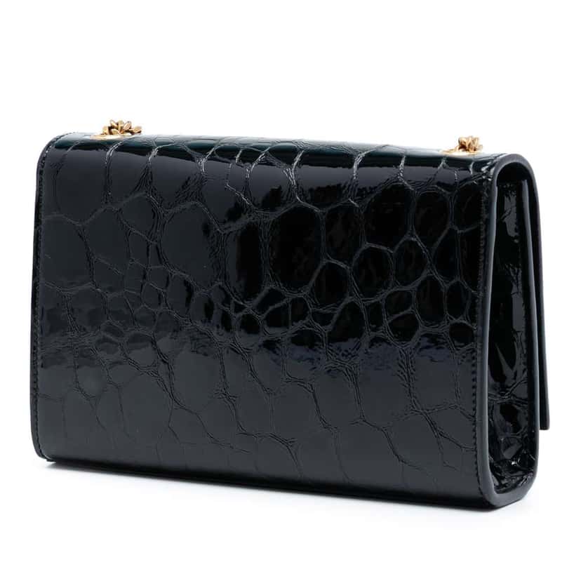Saint Laurent Small Croc Embossed Patent Monogram Kate Crossbody Black Leather Good condition - Back View