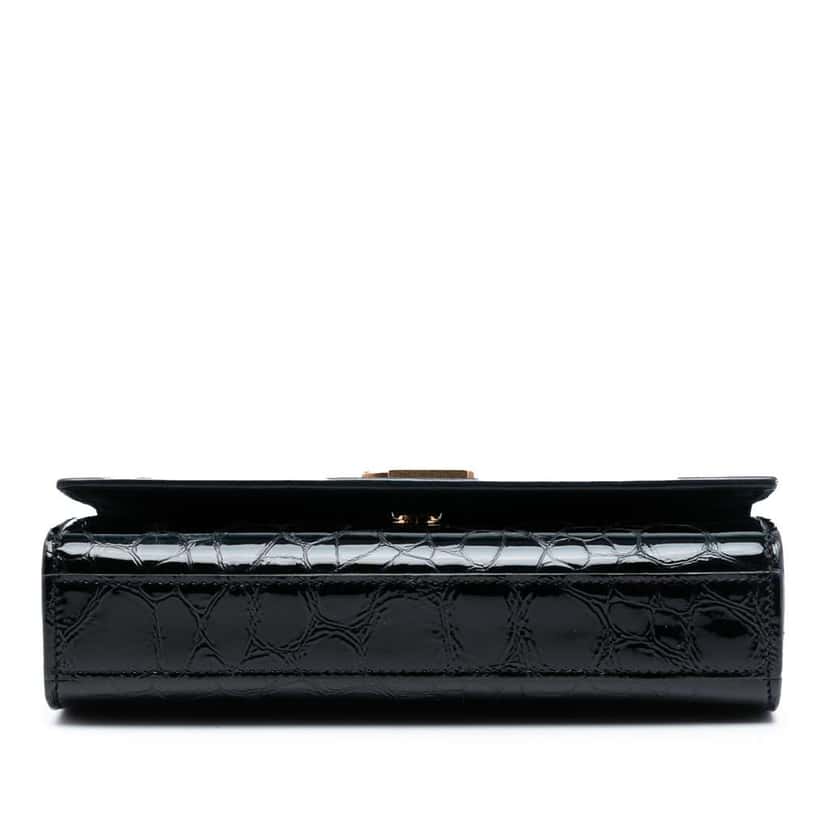 Saint Laurent Small Croc Embossed Patent Monogram Kate Crossbody Black Leather Good condition - Inside View