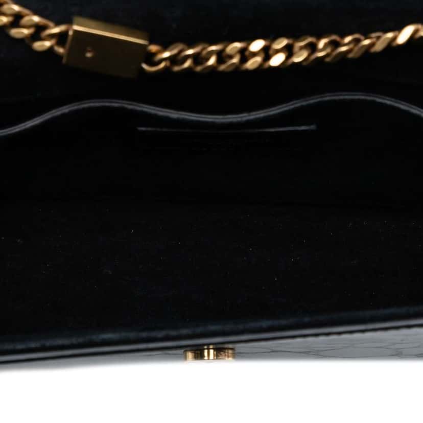 Saint Laurent Small Croc Embossed Patent Monogram Kate Crossbody Black Leather Good condition - Model View