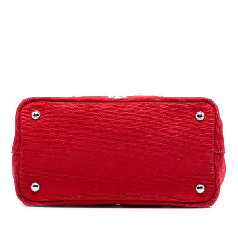 Prada Small Canvas Canapa Grommet Satchel Red Canvas Good condition - Inside View
