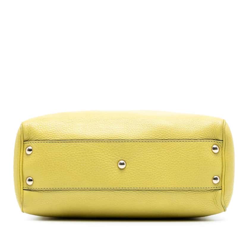 Gucci Small Calfskin Bamboo Shopper Satchel Yellow Leather Good condition - Inside View