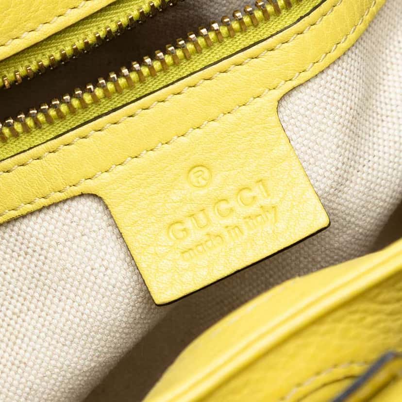 Gucci Small Calfskin Bamboo Shopper Satchel Yellow Leather Good condition - Box View