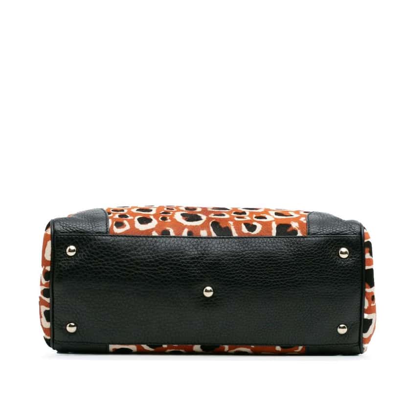 Gucci Medium Pony Hair Bamboo Shopper Satchel Orange Good condition - Inside View