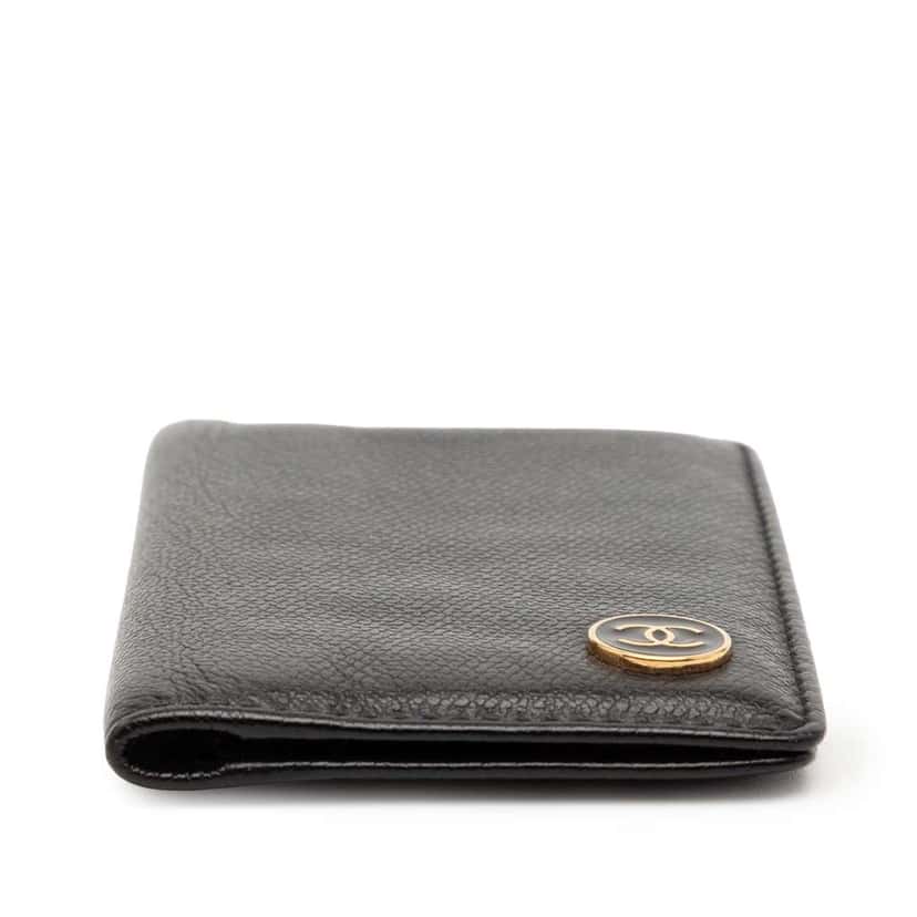 Chanel Grained Calfskin CC Button Card Case Black Leather Good condition - Inside View