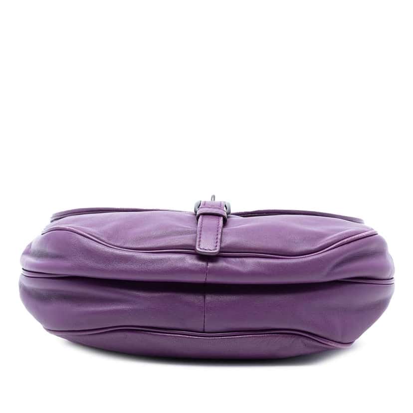 Bottega Veneta Leather Intrecciato Double Sided Flap Satchel Purple Leather Good condition - Inside View