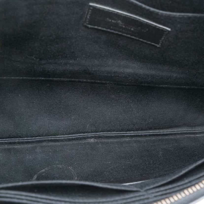 Saint Laurent Croc Embossed Leather Monogram Zip Pouch Black Leather Very good condition - Model View